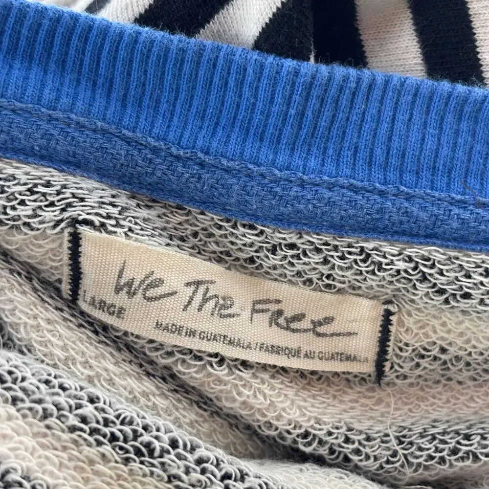 Free People We The Free Black Classic Striped Contrast Crew Sweatshirt